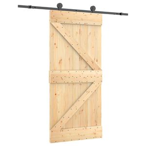 vidaXL Slīdo&scaron;ās durvis 95 x 210 cm Cieta priedes koks (neapstrādāts)