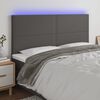 vidaXL gultas galvgalis ar LED, 180x5x118/128 cm, pelēks mākslīgā āda