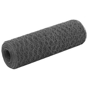 vidaXL stiepļu žogs, tērauds ar PVC pārklājumu, 25x0,5 m, pelēks