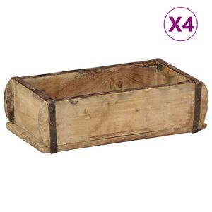 vidaXL Paplāte 4 pcs Brūna 30 x 15 x 9 cm Cietais atjaunotais koks
