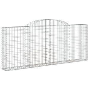 vidaXL arkveida gabiona grozs, 300x30x120/140 cm, cinkota dzelzs