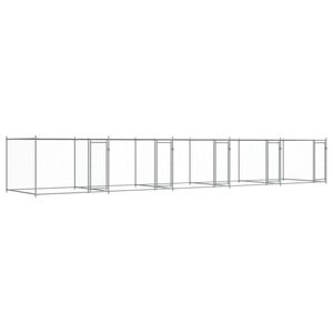 vidaXL suņu būris ar durvīm, pelēks, 10x2x1,5 m, cinkots tērauds