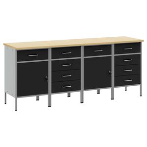 vidaXL Darba skapis 4 gab. Melns un pelēks 200 x 55 x 85 cm