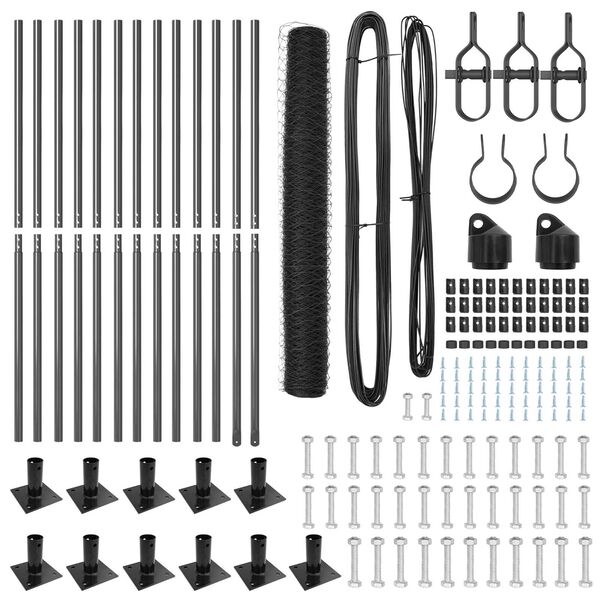 vidaXL Žoga āķis Pelēka 25 x 0,8 m (36 mm acs) Tērauds un PVC