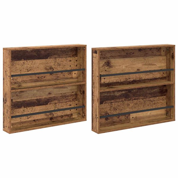 vidaXL Žurnālu statīvs ar plauktu 2 pcs Vecs koks 80 x 12 x 70 cm