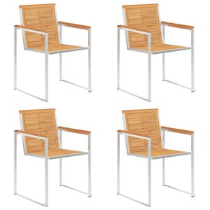 vidaXL dārza krēsli, 4 gab., masīvs tīkkoks, nerūsējo&scaron;s tērauds