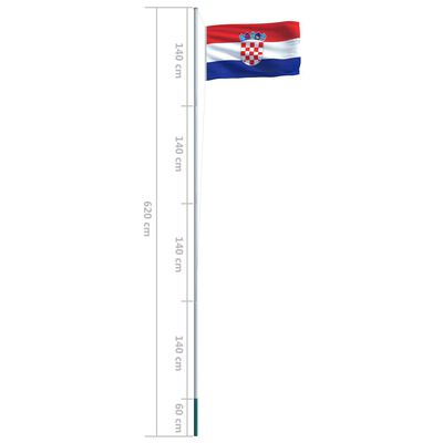 vidaXL Horvātijas karogs un karoga masts, alumīnijs, 6,2 m