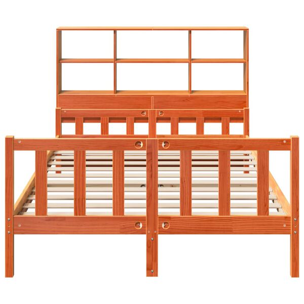 vidaXL gulta ar grāmatu plauktu, bez matrača, 150x200 cm, masīvkoks