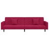 vidaXL 2-vietīga dīvāngulta ar diviem spilveniem, vīnsarkans samts