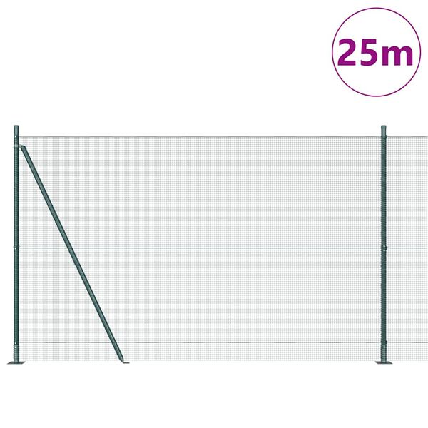 vidaXL Žoga āķis Zaļa 25 x 1,4 m (12 x 12 mm tīkls) Tērauds un PVC