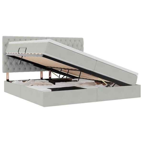 vidaXL Gulta ar uzglabā&scaron;anas vietu un matraci 200 x 200 cm Samts