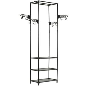 vidaXL drēbju pakaramais,55x28,5x175cm, neausts audums, tērauds, melns