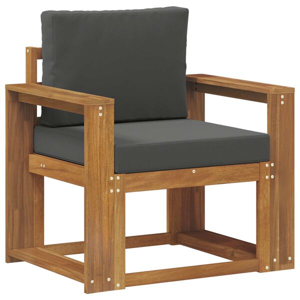 vidaXL Āra dīvāns Cieta akācijas koks un poliesters Dabiska