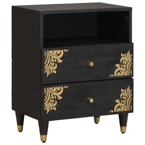vidaXL Nakts skapītis Melna 50 x 33 x 62 cm Cieta mango koksne