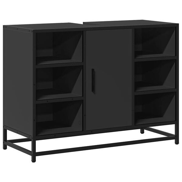 vidaXL izlietnes skapītis, melns, 80x33x60 cm, inženierijas koks