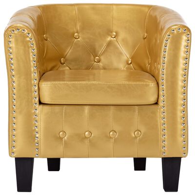vidaXL klubkrēsls, spīdīga zelta krāsas mākslīgā āda