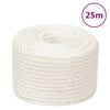 vidaXL darba virve, balta, 12 mm, 25 m, polipropilēns