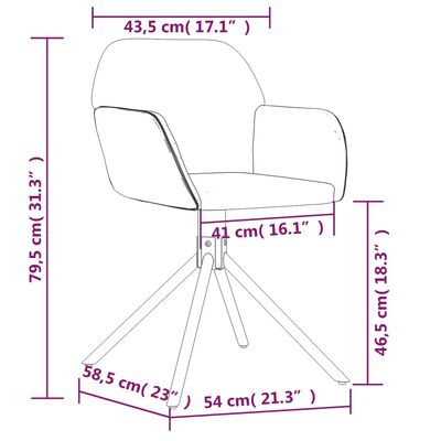 vidaXL grozāmi virtuves krēsli, 2 gab., melns samts