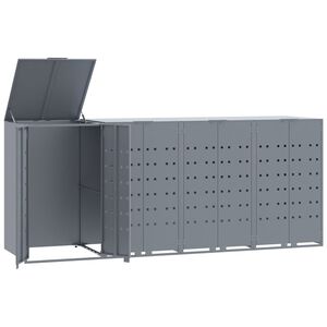 vidaXL atkritumu tvertņu novietne, pelēka, 276x79x117 cm, tērauds