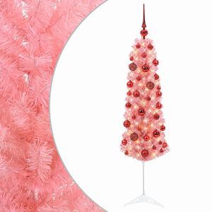 vidaXL Mākslīga &scaron;aura Ziemassvētku egle ar bumbiņu 150 cm 150 LED