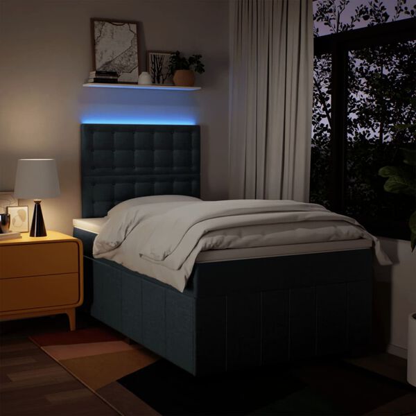 vidaXL atsperu gulta ar matraci, zils audums, 120x190 cm