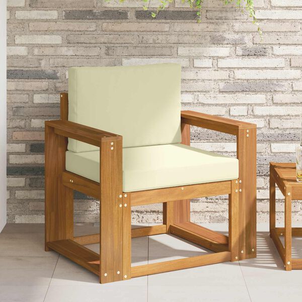 vidaXL Āra dīvāns Cieta akācijas koks un poliesters Dabiska