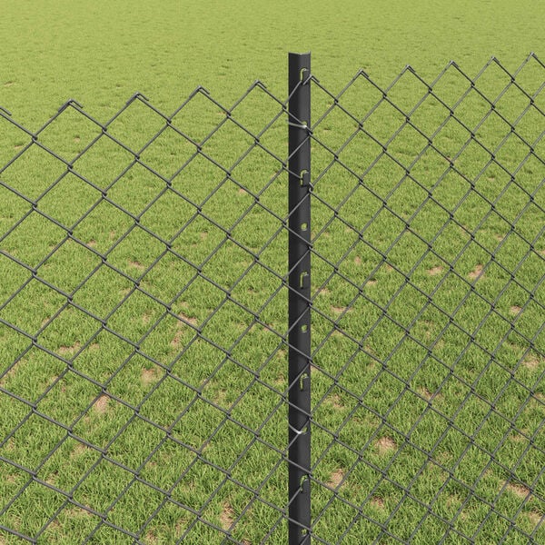 vidaXL Žogs ar stabu Pelēka 1,4 x 10 m Tērauds un PVC