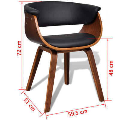 vidaXL virtuves krēsli, 4 gab., izliekts koks un mākslīgā āda