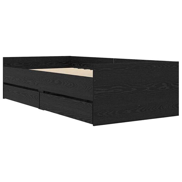 vidaXL Gultas rāmis Melns ozolkoks 90 x 200 cm Ciets priedes koks