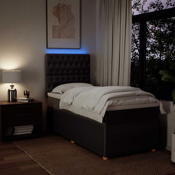 vidaXL atsperu gultas rāmis ar matraci, tum&scaron;i brūna, 80x200 cm, audums