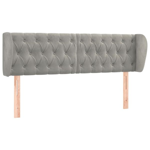 vidaXL galvgalis ar malām, gaiši pelēks samts, 147x23x78/88 cm