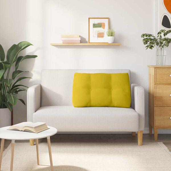 vidaXL Atpakaļ spilvens Dzeltena 80 x 24 x 50 cm Samts