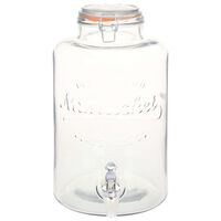 vidaXL ūdens dispensers ar krānu, XXL, caurspīdīgs, 8 L, stikls