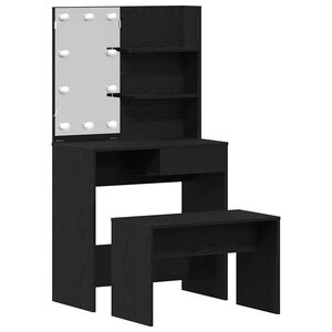 vidaXL LED grims galda komplekts 2 gab. Melns ozolkoks