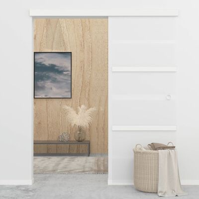 vidaXL bīdāmās durvis, ESG stikls, alumīnijs, 76x205 cm, sudraba krāsā
