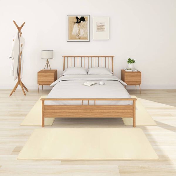 vidaXL guļamistabas paklāji, 3 gab., pūkaini, krēmkrāsas