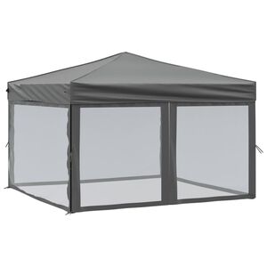 vidaXL saliekama nojume ar sienām, antracītpelēka, 3x3 m