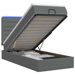 vidaXL Otomāna gulta ar matraču un LED Tum&scaron;i pelēka 80 x 200 cm Audums