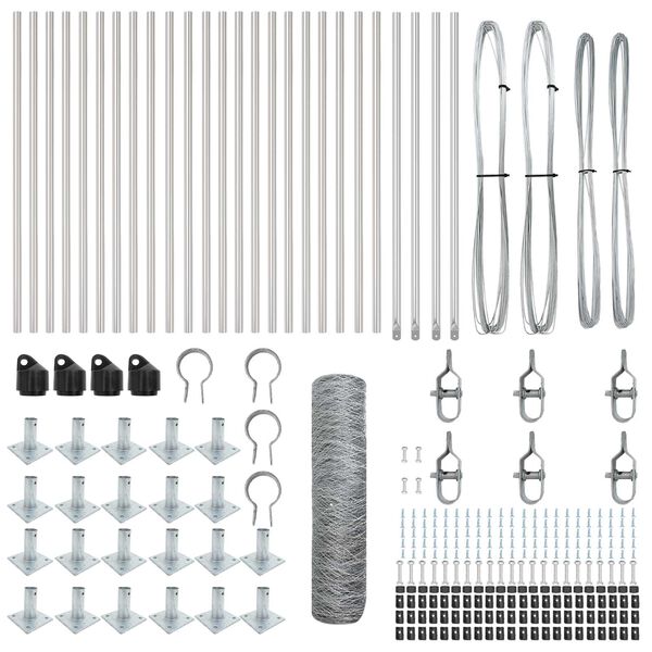 vidaXL Žoga āķis Sudraba 50 x 1 m (36 mm acs) Tērauds