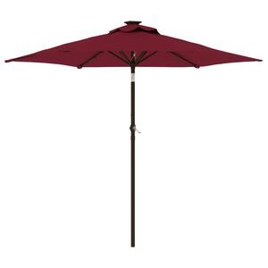 vidaXL dārza saulessargs LED tērauda kāts bordo sarkans 225x225x212 cm
