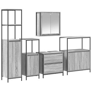vidaXL Vannas istabas mēbeļu komplekts 5 pcs Pelēka Inženierijas koks