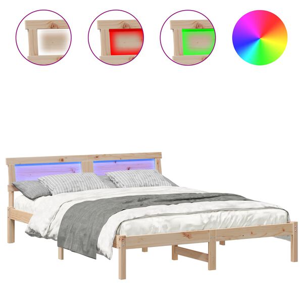 vidaXL Gultas rāmis Brūna 150 x 200 cm Ciets priedes koks