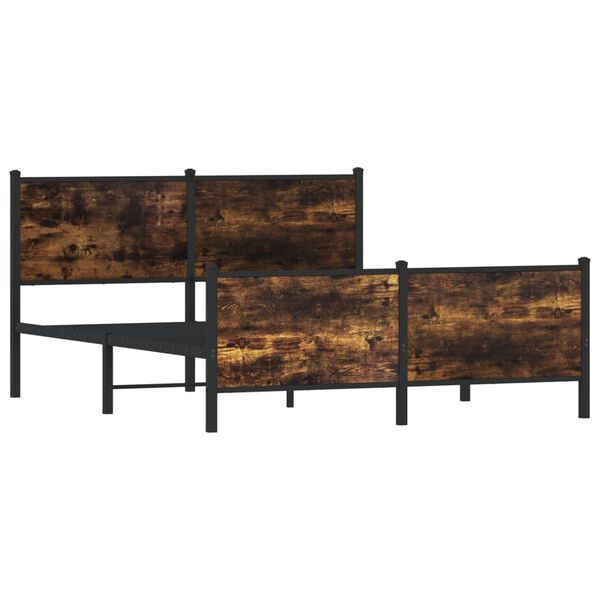 vidaXL gultas rāmis bez matrača, metāls, 140x190cm, ozolkoka imitācija