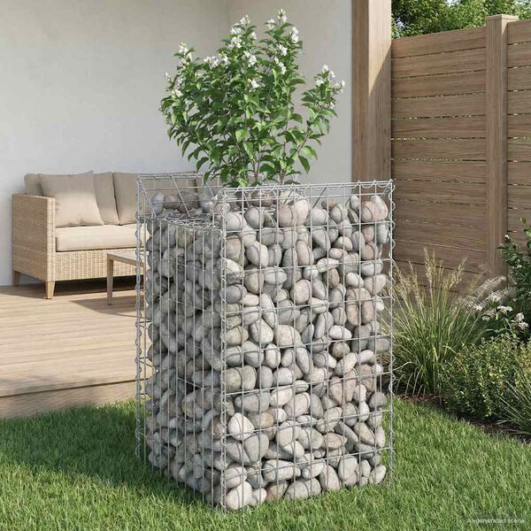 vidaXL Gabions pacelta gulta Sudraba 50 x 50 x 80 cm Cinkots tērauds