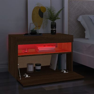 vidaXL TV galdiņš ar LED lampiņām, ozolkoka krāsa, 60x35x40 cm