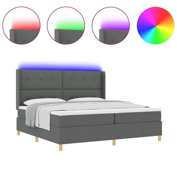 vidaXL Kastītes atsperu gulta ar matraci Pelēka 140 x 200 cm audums