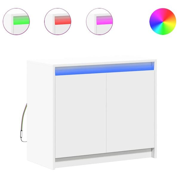 vidaXL kumode ar LED, balta, 72x34x61 cm, inženierijas koks