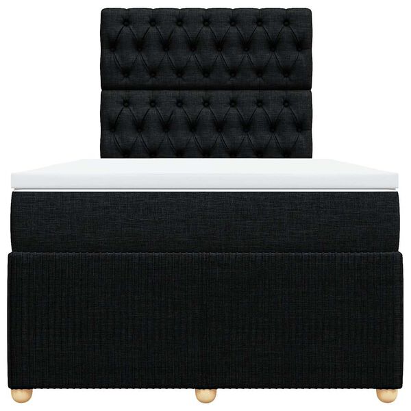 vidaXL atsperu gultas rāmis ar matraci, melna audums, 120x200 cm