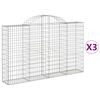 vidaXL arkveida gabiona grozi, 3 gb., 200x30x120/140cm, cinkota dzelzs