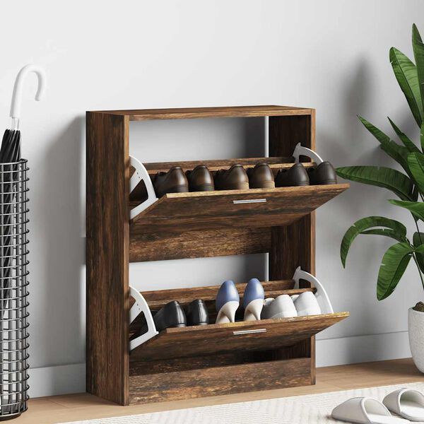 vidaXL apavu plaukts, ozolkoka krāsa, 63x24x81 cm, inženierijas koks